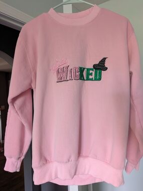 Women's M Pink 'Wicked' Embroidered Crewneck Sweater
